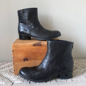 Born black leather ankle booties